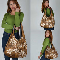 Plumeria Floral Tapa Pattern Vintage Gold Grocery Bag