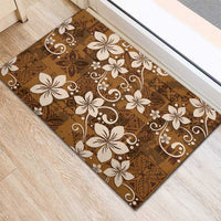 Plumeria Floral Tapa Pattern Vintage Gold Rubber Doormat
