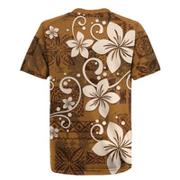 Plumeria Floral Tapa Pattern Vintage Gold Rugby Jersey