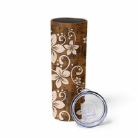 Plumeria Floral Tapa Pattern Vintage Gold Skinny Tumbler