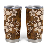 Plumeria Floral Tapa Pattern Vintage Gold Tumbler Cup