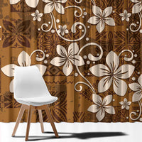 Plumeria Floral Tapa Pattern Vintage Gold Window Curtain