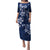 Plumeria Floral Tapa Pattern Navy Blue Puletasi