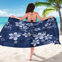 Plumeria Floral Tapa Pattern Navy Blue Sarong