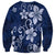 Plumeria Floral Tapa Pattern Navy Blue Sweatshirt