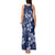 Plumeria Floral Tapa Pattern Navy Blue Tank Maxi Dress