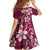Plumeria Floral Tapa Pattern Ruby Pink Family Matching Summer Maxi Dress and Hawaiian Shirt