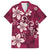 Plumeria Floral Tapa Pattern Ruby Pink Family Matching Summer Maxi Dress and Hawaiian Shirt