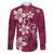 Plumeria Floral Tapa Pattern Ruby Pink Family Matching Summer Maxi Dress and Hawaiian Shirt