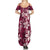 Plumeria Floral Tapa Pattern Ruby Pink Family Matching Summer Maxi Dress and Hawaiian Shirt