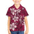 Plumeria Floral Tapa Pattern Ruby Pink Family Matching Summer Maxi Dress and Hawaiian Shirt