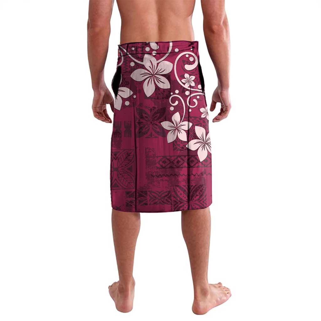 Plumeria Floral Tapa Pattern Ruby Pink Lavalava