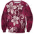 Plumeria Floral Tapa Pattern Ruby Pink Sweatshirt