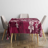 Plumeria Floral Tapa Pattern Ruby Pink Tablecloth