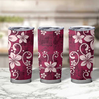 Plumeria Floral Tapa Pattern Ruby Pink Tumbler Cup