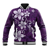 Plumeria Floral Tapa Pattern Amethyst Purple Baseball Jacket