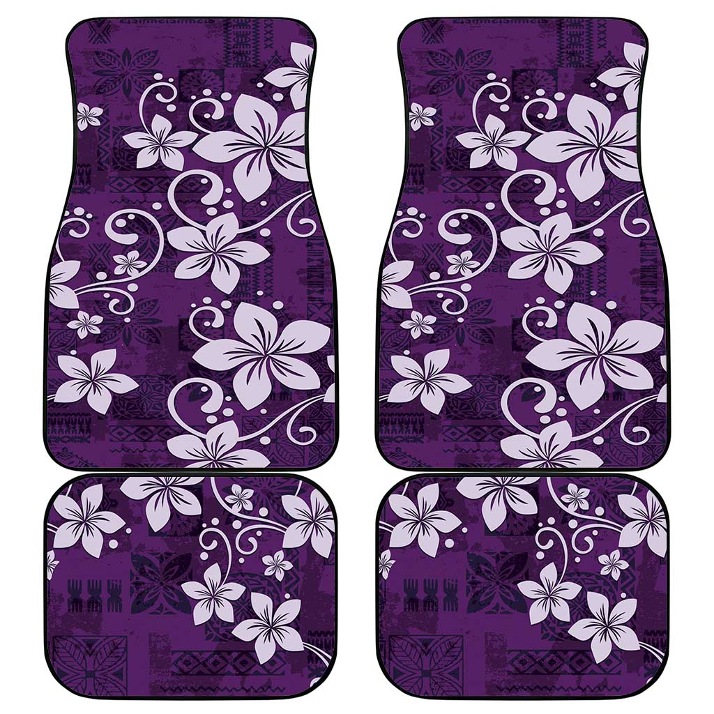 Plumeria Floral Tapa Pattern Amethyst Purple Car Mats
