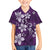 Plumeria Floral Tapa Pattern Amethyst Purple Family Matching Off Shoulder Short Dress and Hawaiian Shirt