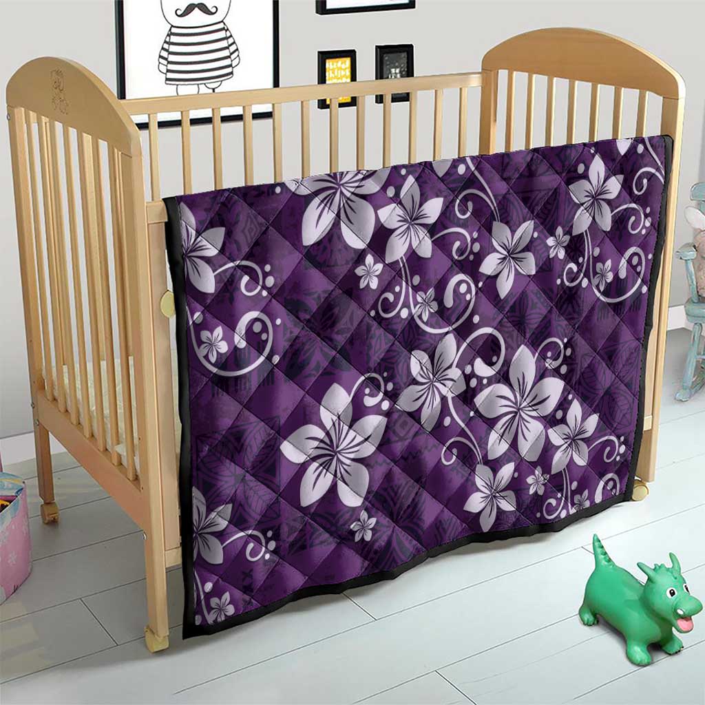 Plumeria Floral Tapa Pattern Amethyst Purple Quilt