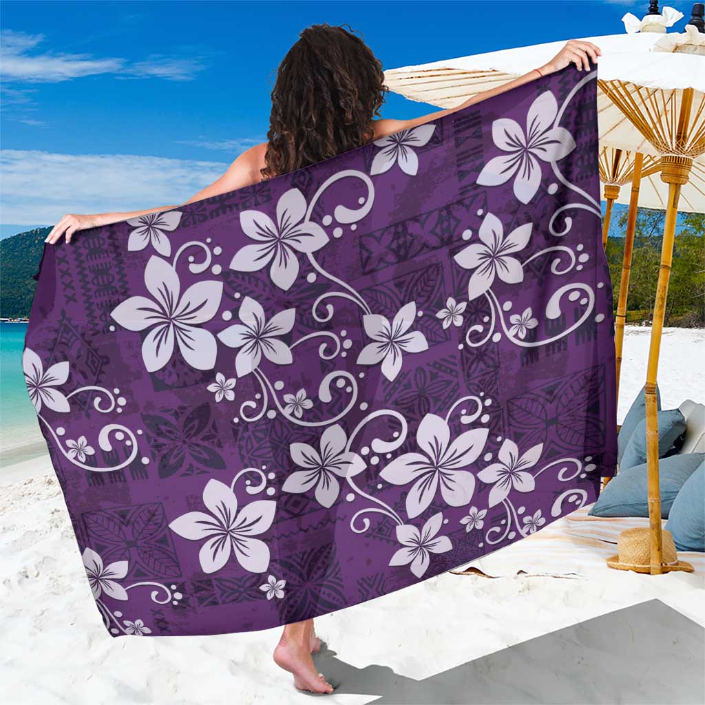 Plumeria Floral Tapa Pattern Amethyst Purple Sarong LT01 One Size 44 x 66 inches Purple - Polynesian Pride
