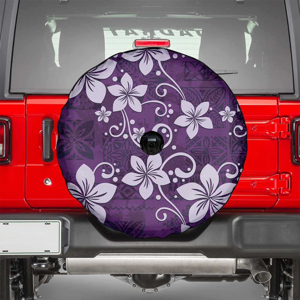 Plumeria Floral Tapa Pattern Amethyst Purple Spare Tire Cover