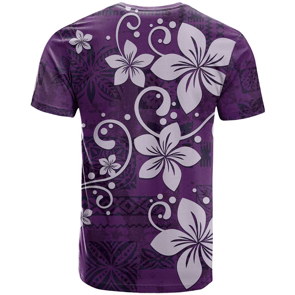 Plumeria Floral Tapa Pattern Amethyst Purple T Shirt