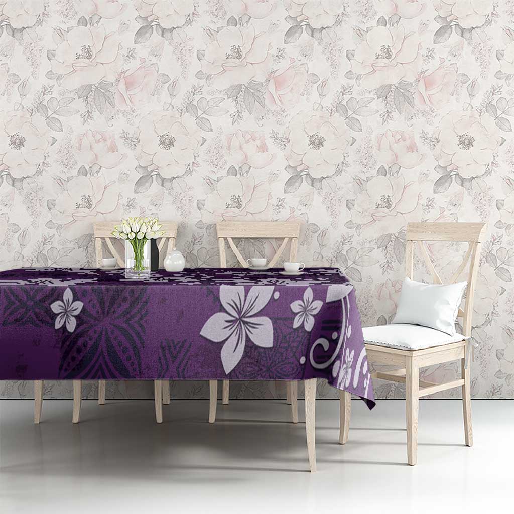 Plumeria Floral Tapa Pattern Amethyst Purple Tablecloth