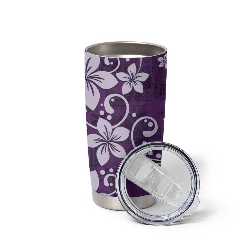 Plumeria Floral Tapa Pattern Amethyst Purple Tumbler Cup