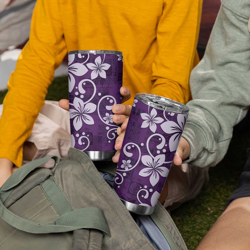 Plumeria Floral Tapa Pattern Amethyst Purple Tumbler Cup