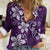 Plumeria Floral Tapa Pattern Amethyst Purple Women Casual Shirt