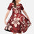 Plumeria Floral Tapa Pattern Oxblood Red Family Matching Summer Maxi Dress and Hawaiian Shirt