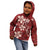 Plumeria Floral Tapa Pattern Oxblood Red Kid Hoodie