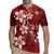 Plumeria Floral Tapa Pattern Oxblood Red Rugby Jersey