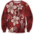 Plumeria Floral Tapa Pattern Oxblood Red Sweatshirt