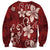 Plumeria Floral Tapa Pattern Oxblood Red Sweatshirt