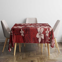 Plumeria Floral Tapa Pattern Oxblood Red Tablecloth