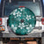 Plumeria Floral Tapa Pattern Crystal Teal Spare Tire Cover