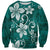 Plumeria Floral Tapa Pattern Crystal Teal Sweatshirt