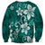Plumeria Floral Tapa Pattern Crystal Teal Sweatshirt