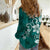 Plumeria Floral Tapa Pattern Crystal Teal Women Casual Shirt