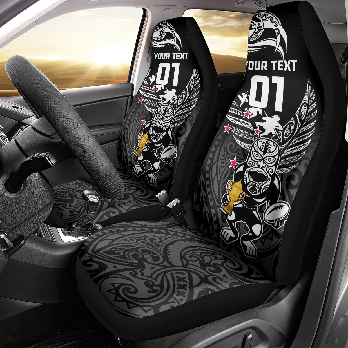New Zealand Silver Fern Rugby Car Seat Cover Aotearoa Champion 2023 World Cup LT01 - Polynesian Pride
