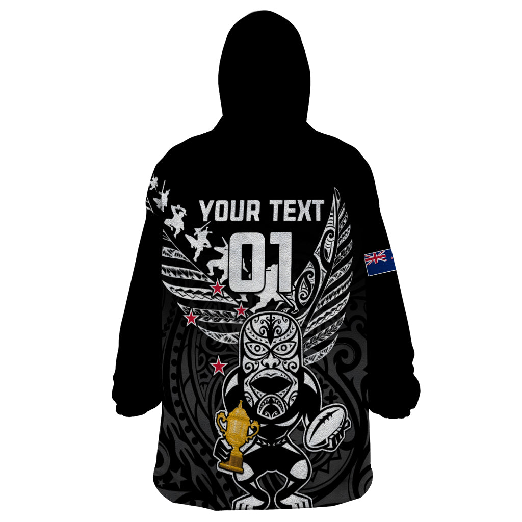 Custom New Zealand Silver Fern Rugby Wearable Blanket Hoodie Aotearoa Champion 2023 World Cup LT01 - Polynesian Pride