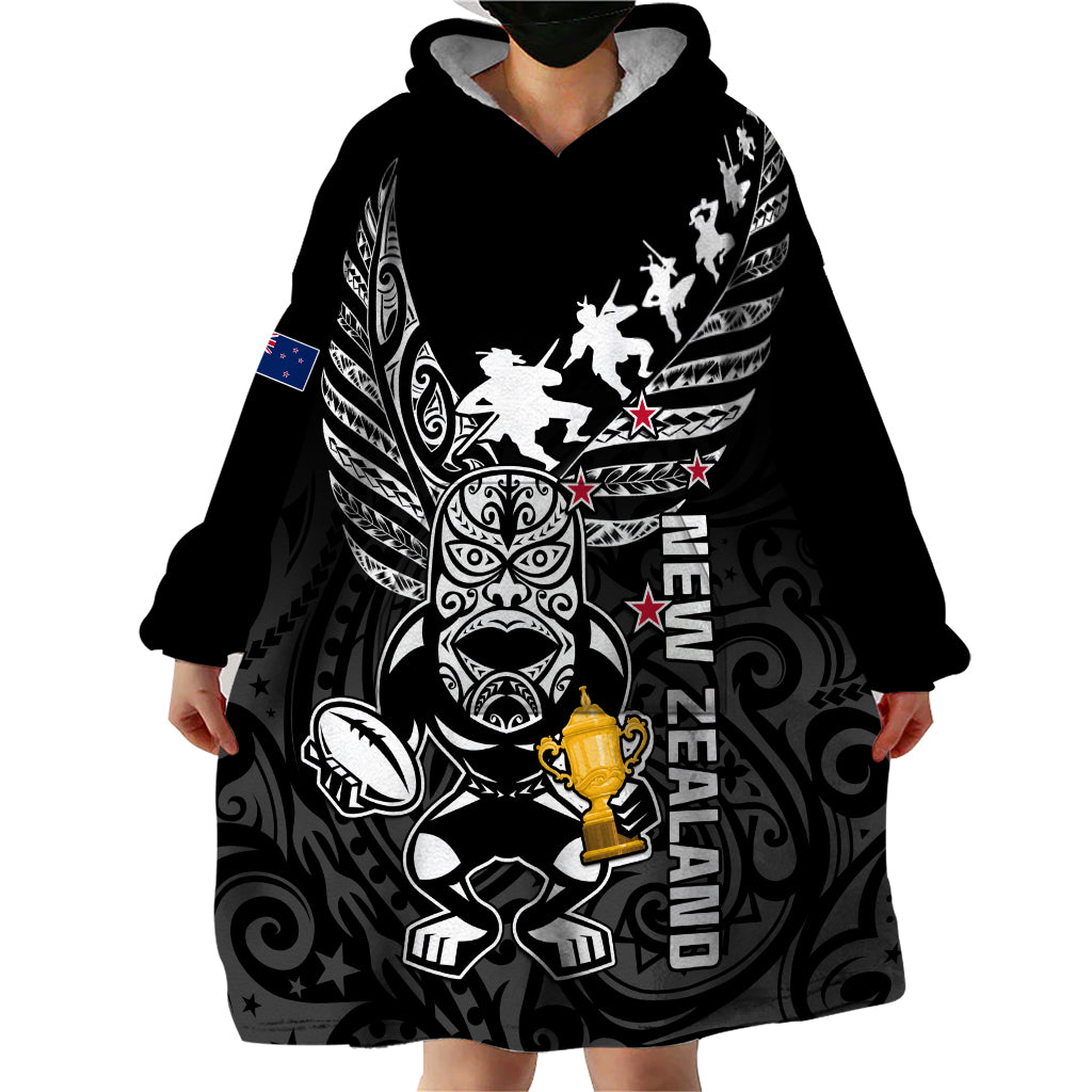 Custom New Zealand Silver Fern Rugby Wearable Blanket Hoodie Aotearoa Champion 2023 World Cup LT01 - Polynesian Pride