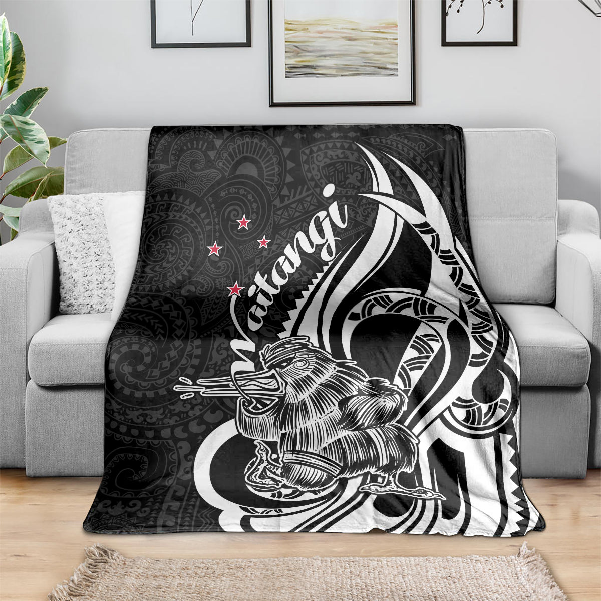 New Zealand Waitangi Day Blanket Aotearoa Te Tiriti O Waitangi Kiwi Black Version LT01 - Polynesian Pride
