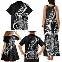 New Zealand Waitangi Day Family Matching Tank Maxi Dress and Hawaiian Shirt Aotearoa Te Tiriti O Waitangi Kiwi Black Version LT01 - Polynesian Pride