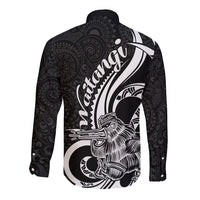 New Zealand Waitangi Day Long Sleeve Button Shirt Aotearoa Te Tiriti O Waitangi Kiwi Black Version LT01 - Polynesian Pride