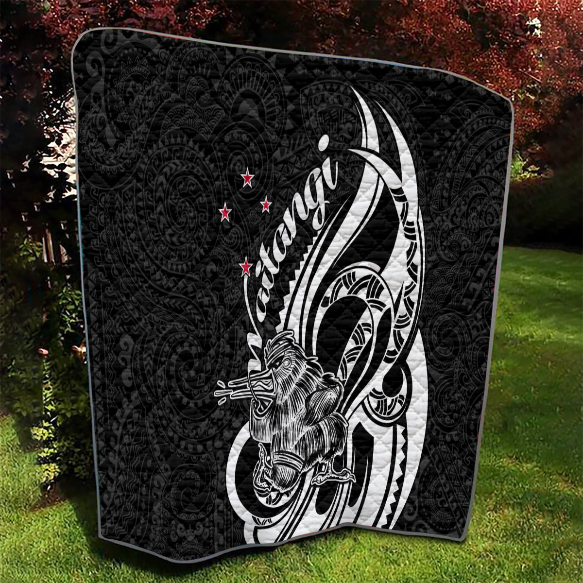 New Zealand Waitangi Day Quilt Aotearoa Te Tiriti O Waitangi Kiwi Black Version LT01 - Polynesian Pride