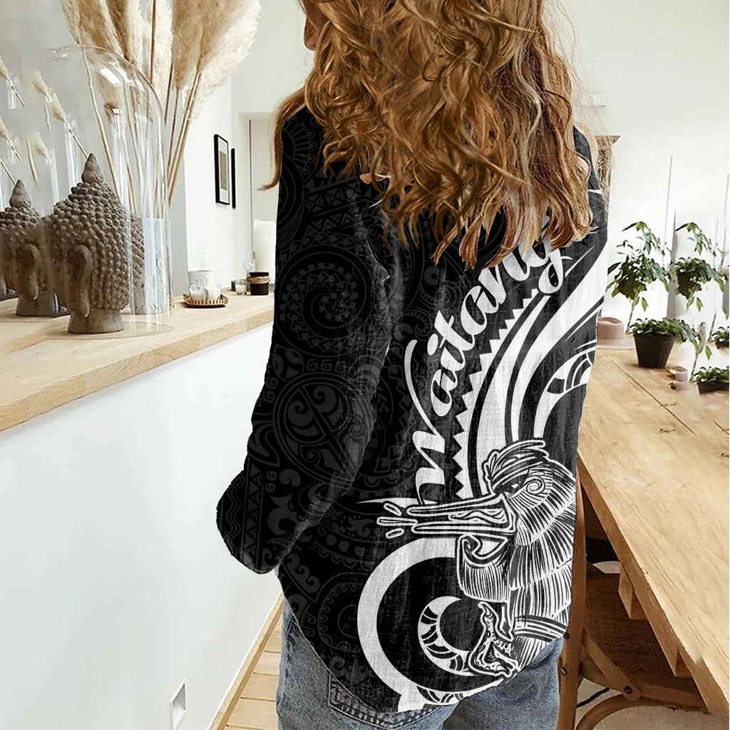 New Zealand Waitangi Day Women Casual Shirt Aotearoa Te Tiriti O Waitangi Kiwi Black Version LT01 - Polynesian Pride