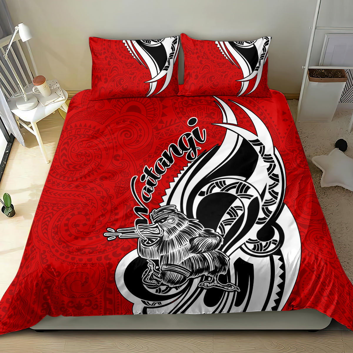 New Zealand Waitangi Day Bedding Set Aotearoa Te Tiriti O Waitangi Kiwi Red Version LT01 - Polynesian Pride