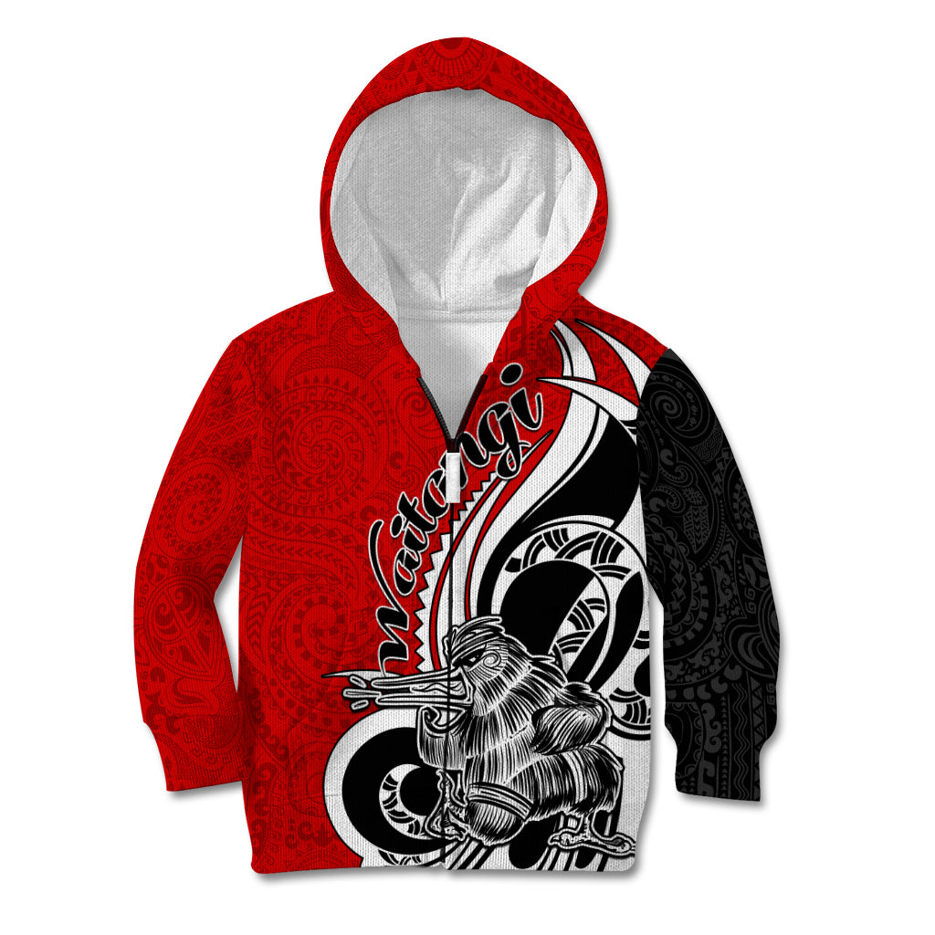 New Zealand Waitangi Day Kid Hoodie Aotearoa Te Tiriti O Waitangi Kiwi Red Version LT01 Zip Hoodie Red - Polynesian Pride